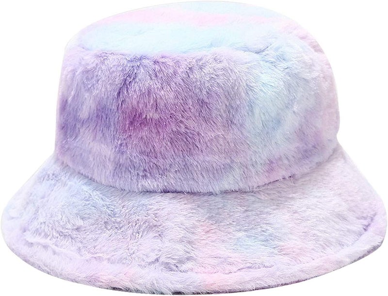 Winter Faux Fur Furry Bucket Hat Fluffy Fuzzy Warm Hat Plush Fisherman Hat for Women Men Teens Girls